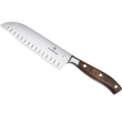 BEL2249 COUTEAU SANTOKU VICTORINOX FORGE GRAND MAITRE LAME ALVEOLEES 17CM MANCHE BOIS D'ERABLE NEUF