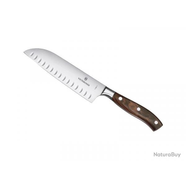 BEL2249 COUTEAU SANTOKU VICTORINOX FORGE GRAND MAITRE LAME ALVEOLEES 17CM MANCHE BOIS D'ERABLE NEUF