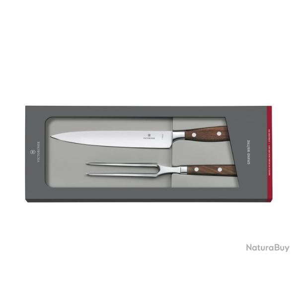 BEL2252 COFFRET DECOUPE 2 PIECES VICTORINOX FORGE GRAND MAITRE (couteau a decoupe + fourchette) NEUF