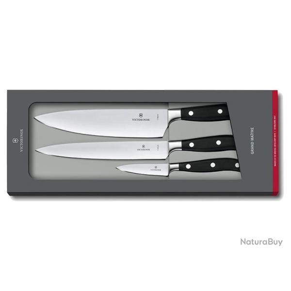 BEL2262 COFFRET DECOUPE VICTORINOX FORGE GRAND MAITRE 3 PIECES (office + a decouper + chef) NEUF