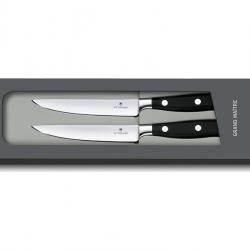 BEL2263 SET DE 2 COUTEAUX A STEAK VICTORINOX FORGE GRAND MAITRE LAME 12CM MANCHE "POM" NEUF