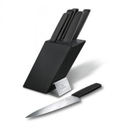 BEL2267 BLOC DE CUISINE VICTORINOX SWISS MODERN HETRE NOIR 6 PIECES (santoku, chef, decoupe...) NEUF