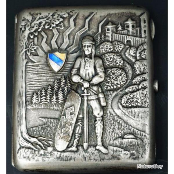 ETUI A CIGARETTE EN ARGENT RUSSE BERNHARD BERGHOLTZ - LATVIAN - RIGA ARGENT 875 ET ORS JAUNE ET ROSE