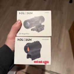 Lot holosun red dot + magnifier