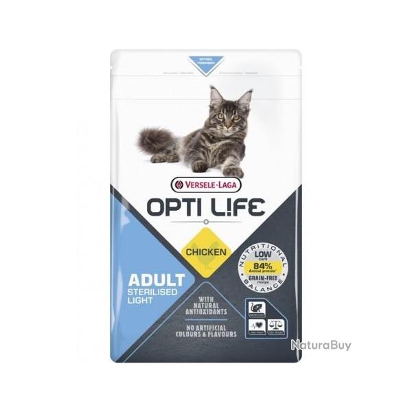 OPTILIFE CAT ADULT LIGHT STERILISED POULET SANS CEREALES 1KG