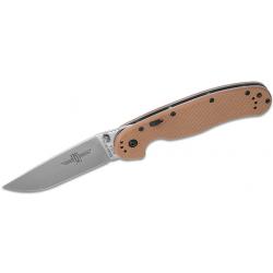 Couteau Ontario RAT Model 1-A A/O Lame Acier AUS-8 Manche G10 Tan Liner Lock Clip ON8870TN