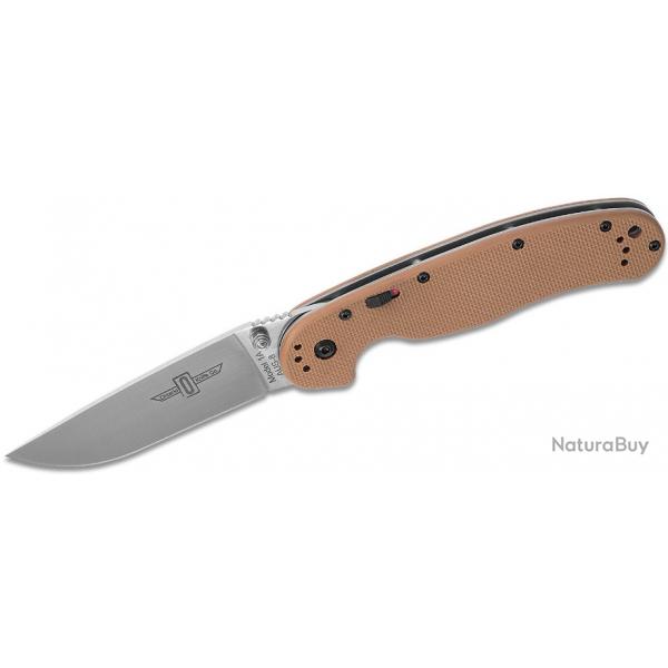 Couteau Ontario RAT Model 1-A A/O Lame Acier AUS-8 Manche G10 Tan Liner Lock Clip ON8870TN