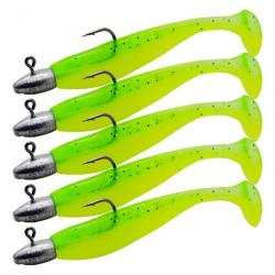 Leurre souple avec tête plombée vert chartreux pour la peche en mer 60mm 3g