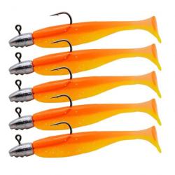 Leurre souple avec tête plombée bicolore orange pour la peche en mer 60mm 3g