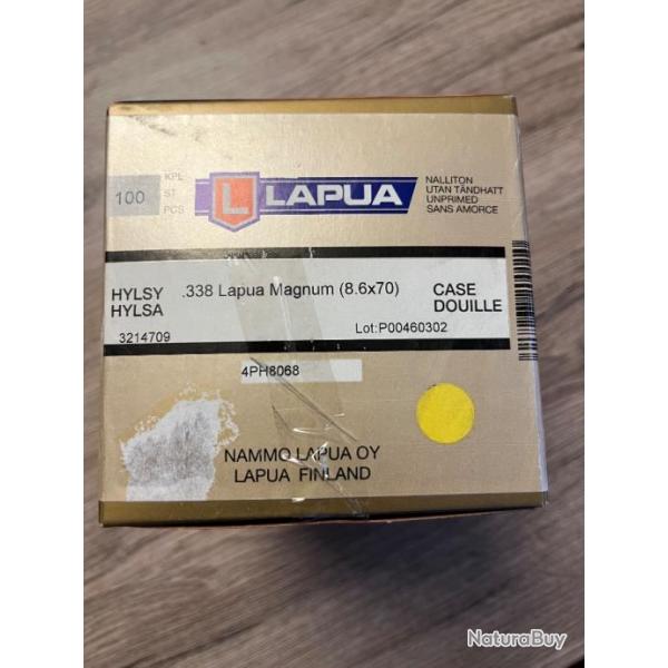 1 boite de 100 tuis/douilles de calibre 338 lapua magnum marque LAPUA