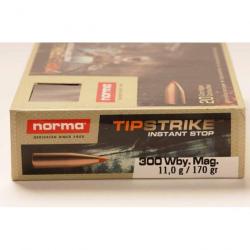 Lot de 10 boîtes de Munitions NORMA 300 Win Mag 11.0G 170 Gr TIP STRIKE.