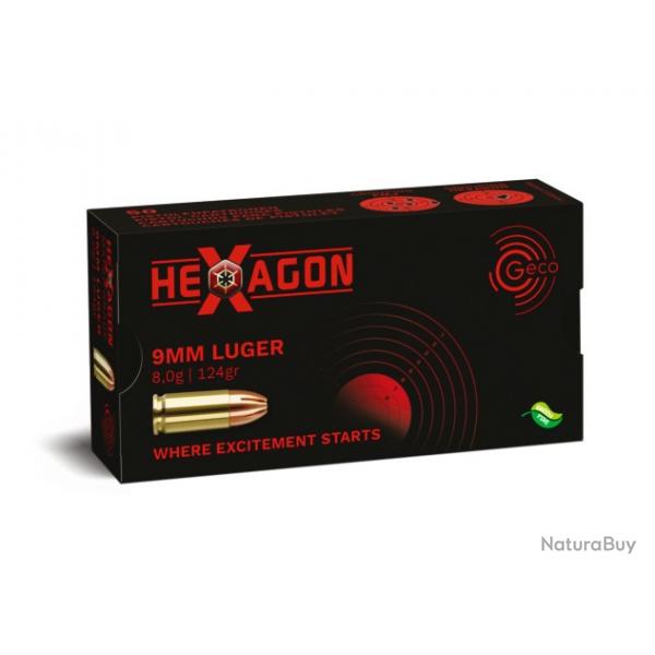 Cartouches GECO 9mm LUGER Hexagon 8.0g/124gr - lot de 500