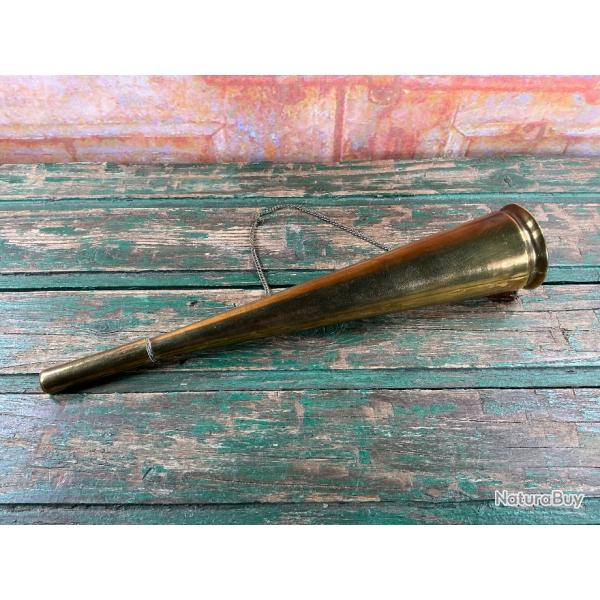 Trompe de Chasse en Laiton Ancienne - Grande Dimension (34 cm) Corne d'annonceur cor de chasse appel