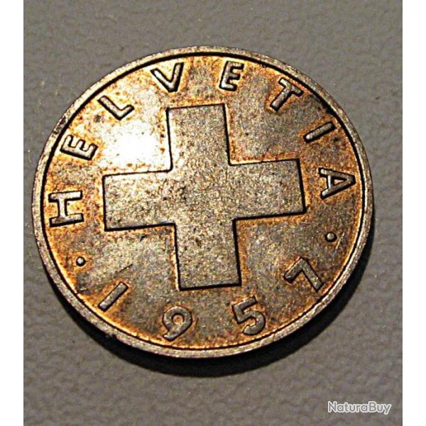 SUISSE piece de 2 rappenhelvetia 1957 B TTB+