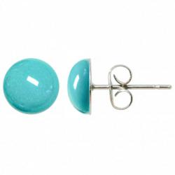 Boucles d'oreilles puces avec cabochon rond en howlite teintée bleu