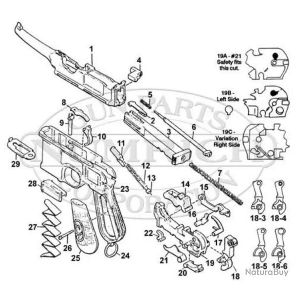 MAUSER C96 BOLO CORPS PLATINE ( LOCK MECHANISM FRAME ) C96-19