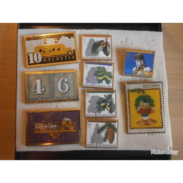 collection 8 Pin's modle timbres Suisse  + Redonda Donald parfait tat