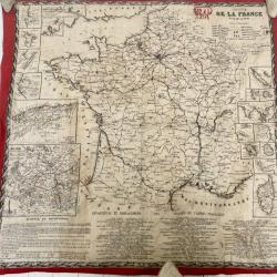 Mouchoir d'instruction militaire carte de la France et des colonies