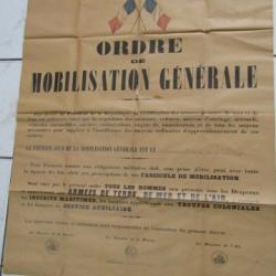 rare affiche MOBILISATION GENERALE 1939  déclaration seconde guerre ww2 France