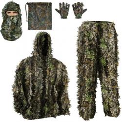 Tenue de Camouflage Gilly 3D Leaf Camouflage Masque Gants Sac de Rangement