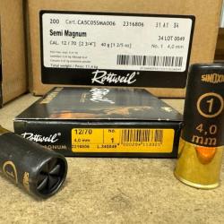 5 Boites Rottweil Waidmannsheil Semi Mag 12/70, 40 g,  N°1 + Remington Core-Lokt Tipped - C/6,5 Cre