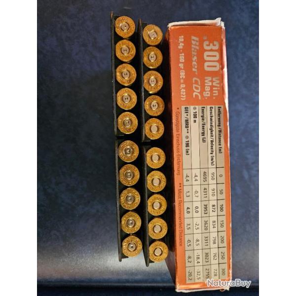 Munitions CDC Blaser 160 grains calibre 300 win mag