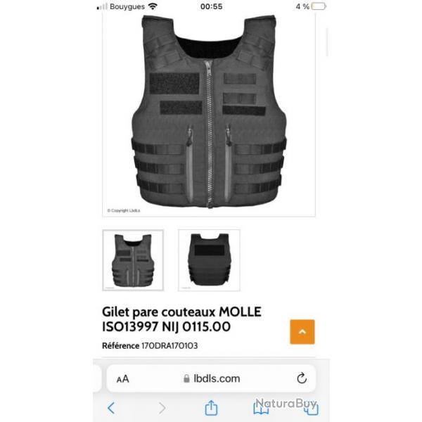 Gilet anti couteaux neuf porter 2 fois