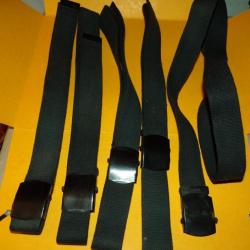 CEINTURE NOIRE EN TISSU DE L'ARMEE FRANCAISE EN LOT DE 5 PIECES , TAILLE 100, LONGUEUR TOTALE AVEC B