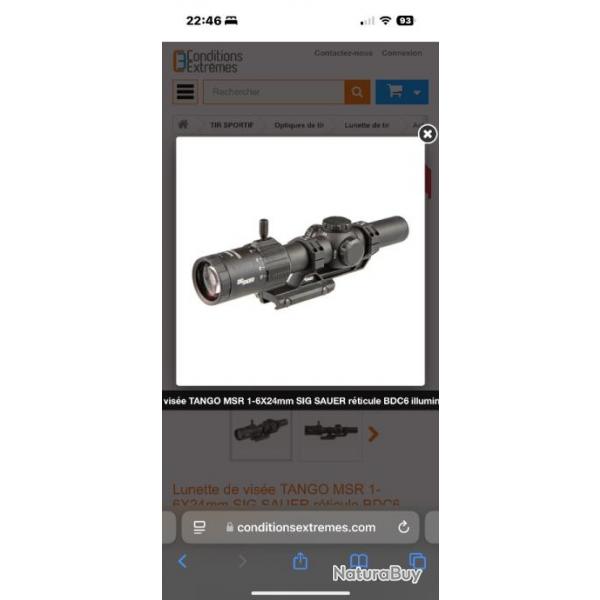 Lunette sig sauer tango msr  1-6 (L'arme n'est pas  vendre )