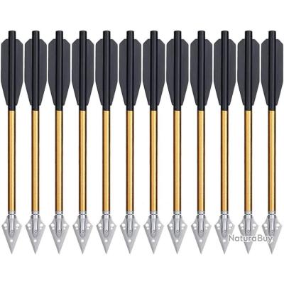 Fleche Arbalete 12 Flèches D'arbalète 6,5 Pouces En Aluminium Pour Chasse 50 -80 Lbs - Neuf, Lot De 12 Flèches Neuves Arbalète