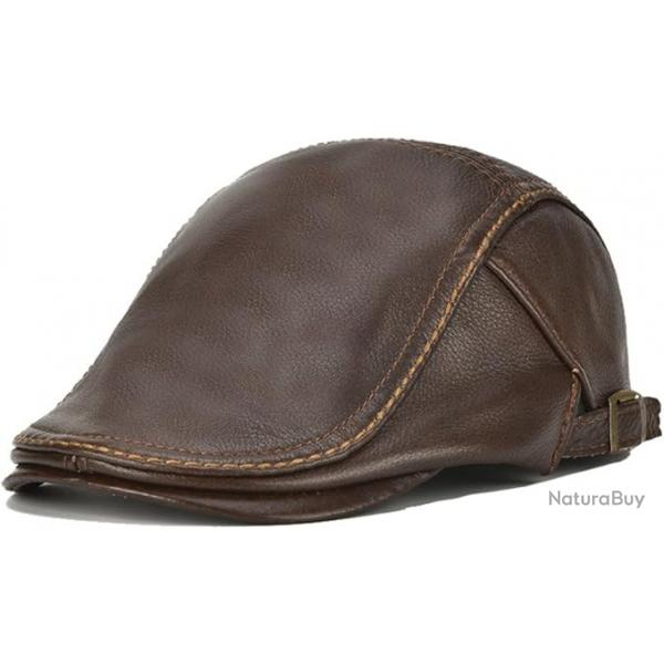 Hommes Cuir Bret Chapeau Plat Casquettes Souples Golf Rtro Ajustable