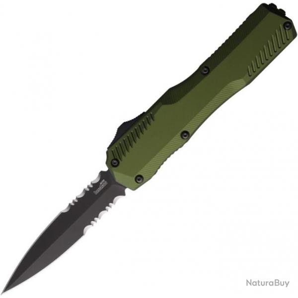 Couteau Automatique OTF Kershaw Olive Lame Double Tranchant Acier CPM-MagnaCut USA KS9000DESTOL