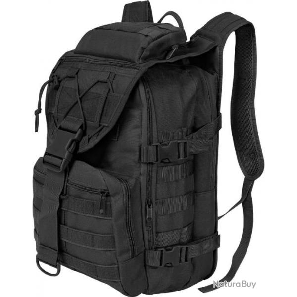 Sac  Dos Militaire 40L MOLLE pour Randonne, Camping, Pche, Chasse et Urgences (Noir)