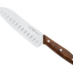 BEL2276 COUTEAU SANTOKU DUE CIGNI LAME ALVÉOLES 17,5DM MANCHE NOYER NEUF