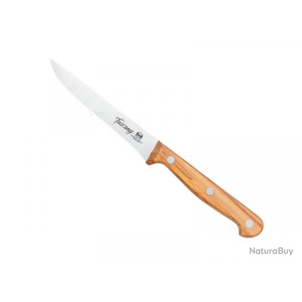 BEL2281 SET DE 2 COUTEAUX A STEAK DUE CIGNI LAME 11CM MANCHE OLIVIER NEUF