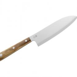 BEL2290 COUTEAU SANTOKU DUE CIGNI HAKUCHO LAME 18CM MANCHE OLIVIER NEUF