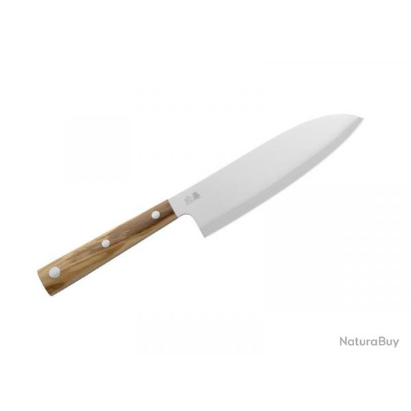 BEL2290 COUTEAU SANTOKU DUE CIGNI HAKUCHO LAME 18CM MANCHE OLIVIER NEUF