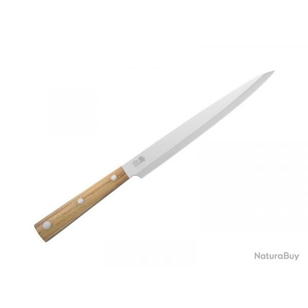 BEL2294 COUTEAU  SASHIMI DUE CIGNI HAKUCHO LAME 22CM MANCHE OLIVIER NEUF