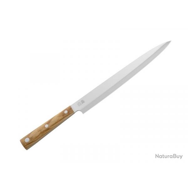 BEL2295 COUTEAU  SASHIMI DUE CIGNI HAKUCHO LAME 25CM MANCHE OLIVIER NEUF