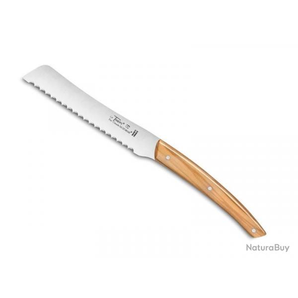 BEL2298 COUTEAU TRANCHEUR LE THIERS DOZORME LAME DENTEE 12CM MANCHE OLIVIER NEUF