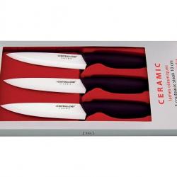 BEL2318 COFFRET DE 3 COUTEAUX A STEAK TB CERAMIC LAME 10CM CERAMIQUE MANCHE ABS NOIR NEUF