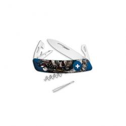 Couteau multifonction Swiza D03 Indian skull - 11 fonctions - 7,5 cm / Bleu