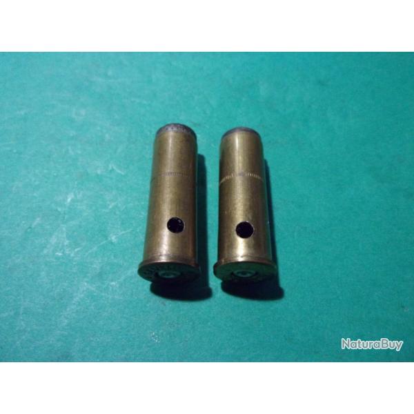 2 Munitions en 38 Spl S&W Gevelot, tui laiton, balle plomb wad-cutter, neutralises