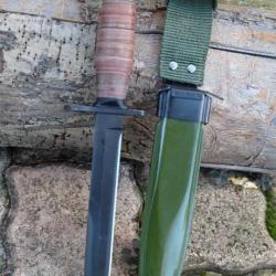 Couteau Baïonnette USM4 PAL WWII M3 Trench Knife Army Rangers Ops Lame Acier Carbone Manche Cuir 001