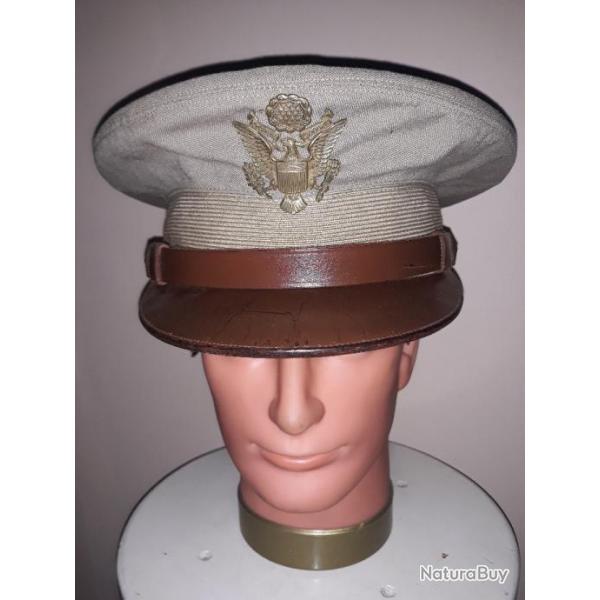 Casquette officier USA AF WW 2 crusher chino etiquette taille  7/1/4 collection militaria histoire