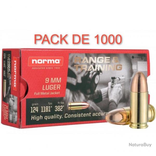 CARTOUCHES NORMA CAL 9X19 124GR FMJ PACK DE 1000