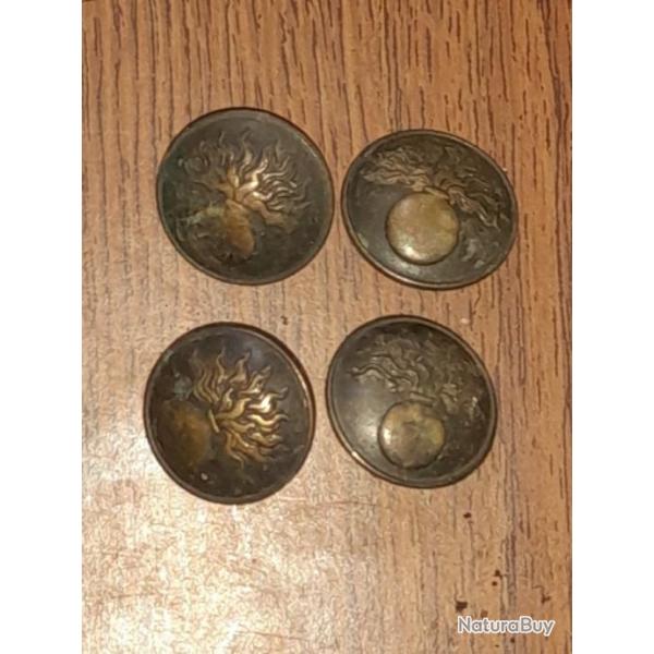 Boutons armee francaise 1870,1871,  ww1 , ww2 , pas us , laiton   lgion trangre