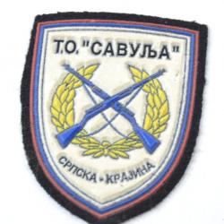 Insigne patch Yougoslavie Guerre des Balkans, T.O. Territorial Defense SAVULJA Serbian Krajina