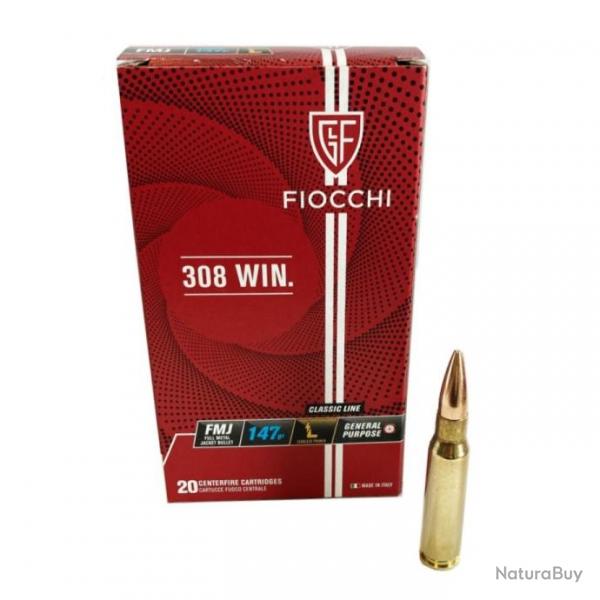 308 WIN FMJ 147gr Fiocchi 5 boites de 20 munitions