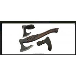 Hache Viking Rite Edge Ragnarok Lame Forgée Acier Manche Bois Frêne Sculpté Étui Cuir PA882476